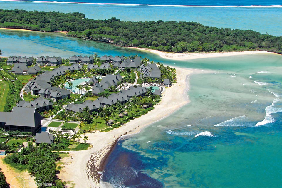 Aerial of island resort