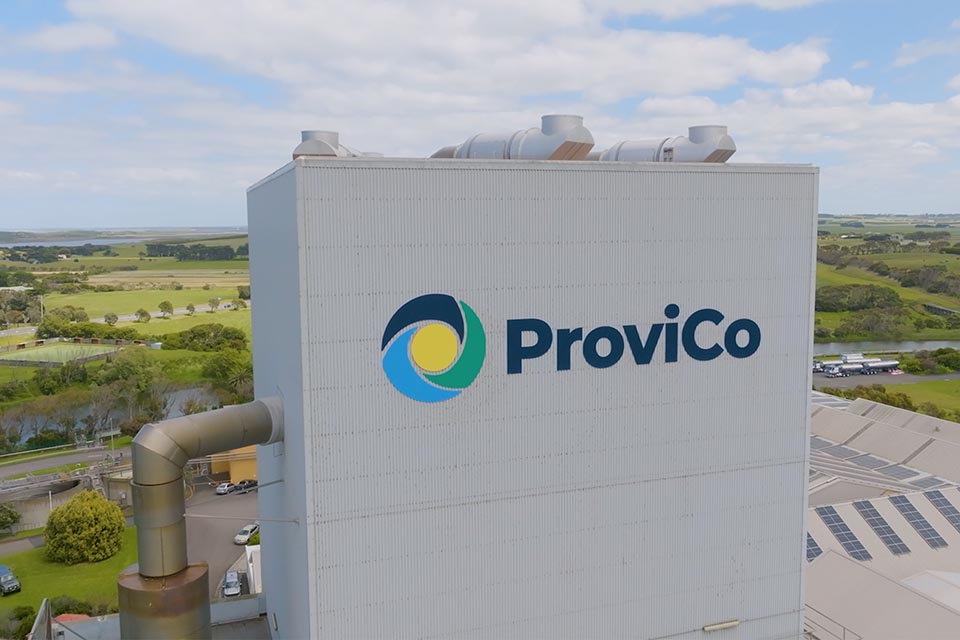 Provico logo on tall industrial structure