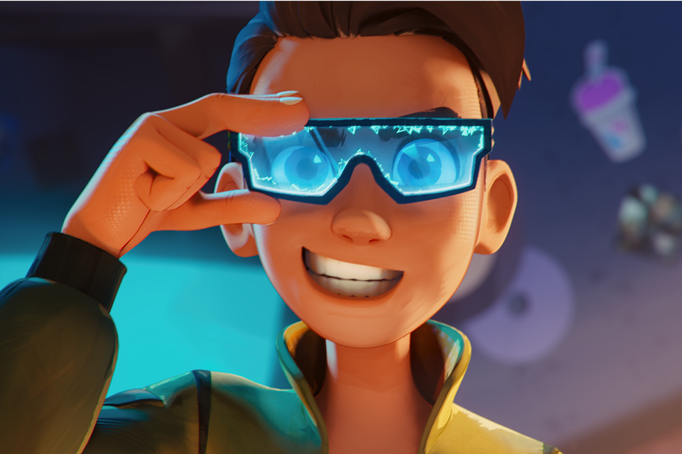 Animation of boy wearing sunglasses
