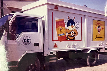 Capilano honey truck in the Middle East with Arabic signage